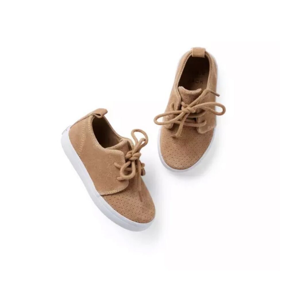 Janie and Jack Suede Perforated Sneaker in Tiger's Eye Size 5